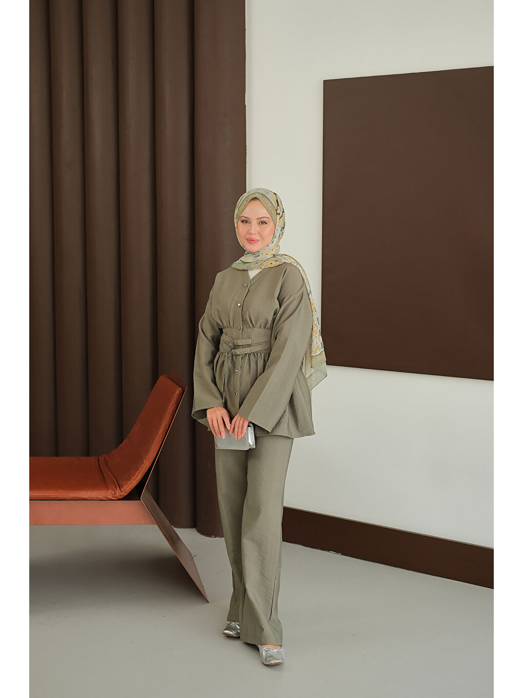 Kadın Kemer Detay İkili Takım Yeşil-3