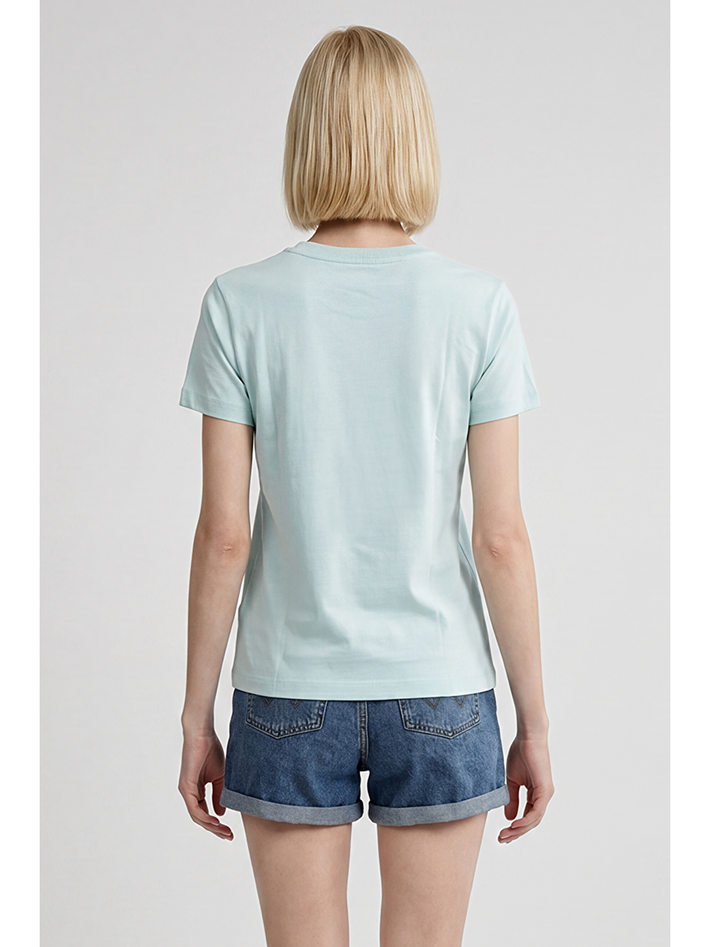 Mavi %100 Pamuk Regular Fit Normal Kesim Bisiklet Yaka Logo Detaylı Tişört-4