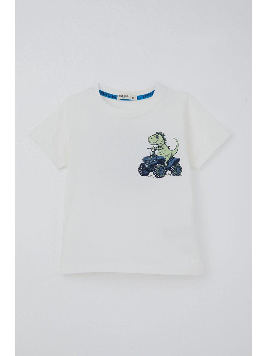 Erkek Çocuk Şortlu Takım Havalı Atv Sürücü Dino Sırt Baskı Detaylı Beyaz (3-8 Yaş)-3