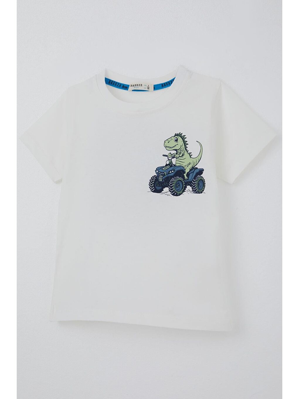 Erkek Çocuk Şortlu Takım Havalı Atv Sürücü Dino Sırt Baskı Detaylı Beyaz (3-8 Yaş)-7