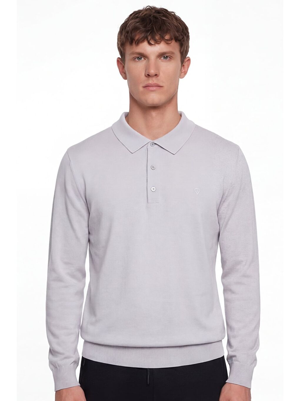 Giotelli Erkek Gri Polo Yaka Regular Fit Pamuk Karışımlı Triko Kazak