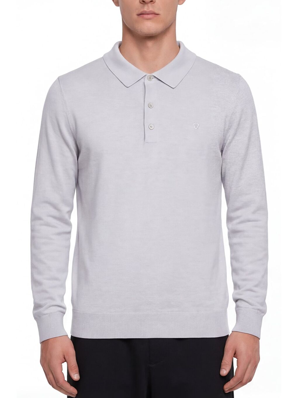 Giotelli Erkek Gri Polo Yaka Regular Fit Pamuk Karışımlı Triko Kazak-2