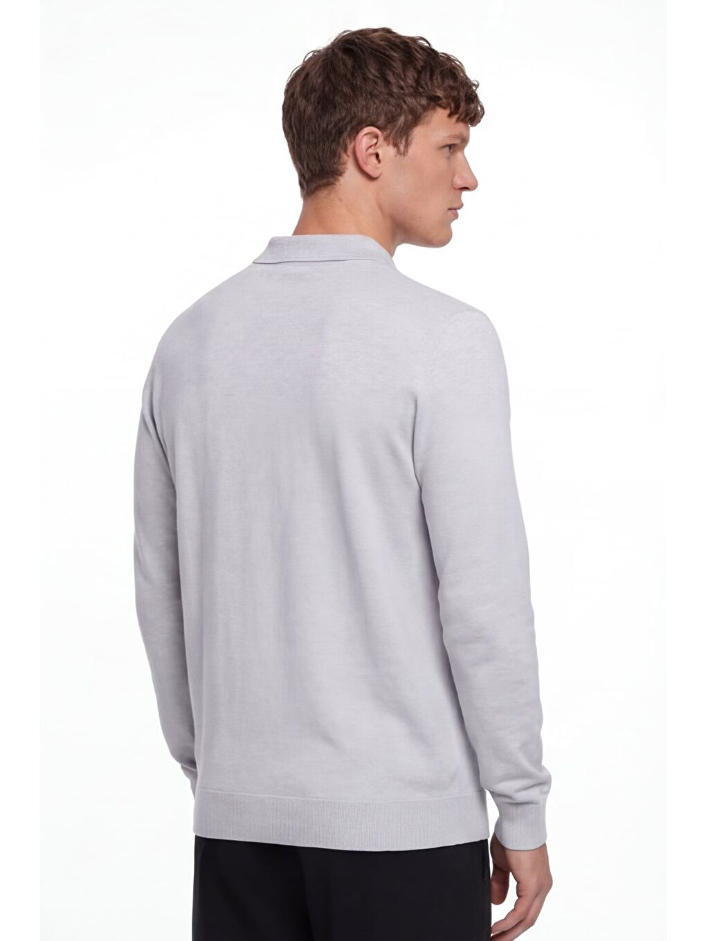 Giotelli Erkek Gri Polo Yaka Regular Fit Pamuk Karışımlı Triko Kazak-3