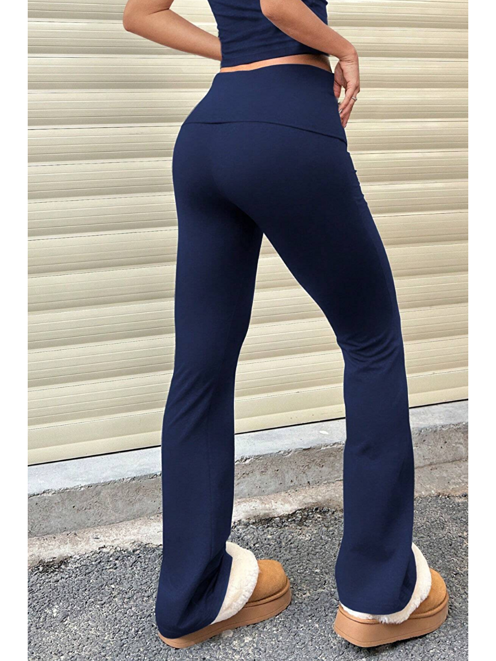 Lacivert Kadın Pantolon Pamuklu Elastanlı Süprem Esnek İspanyol Paça Spor ve Günlük Pantolon SÜPREM-PANTOLON-2