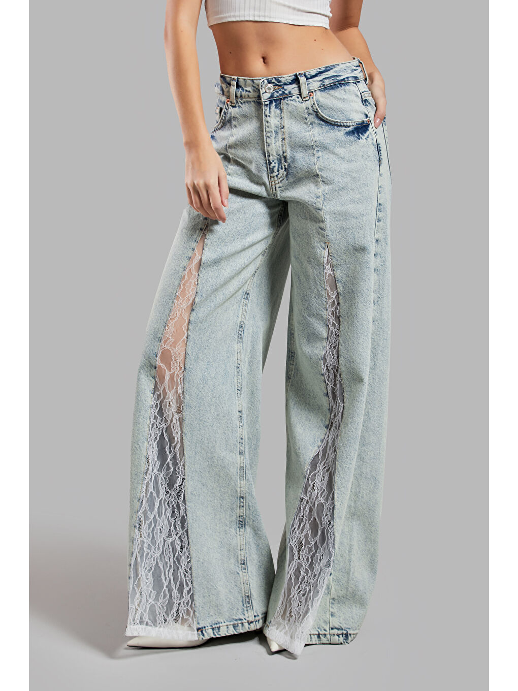 Mavi Kadın T.Kot Rengi 4S565 Dantel Detaylı Palazzo Fit Tasarım Denim