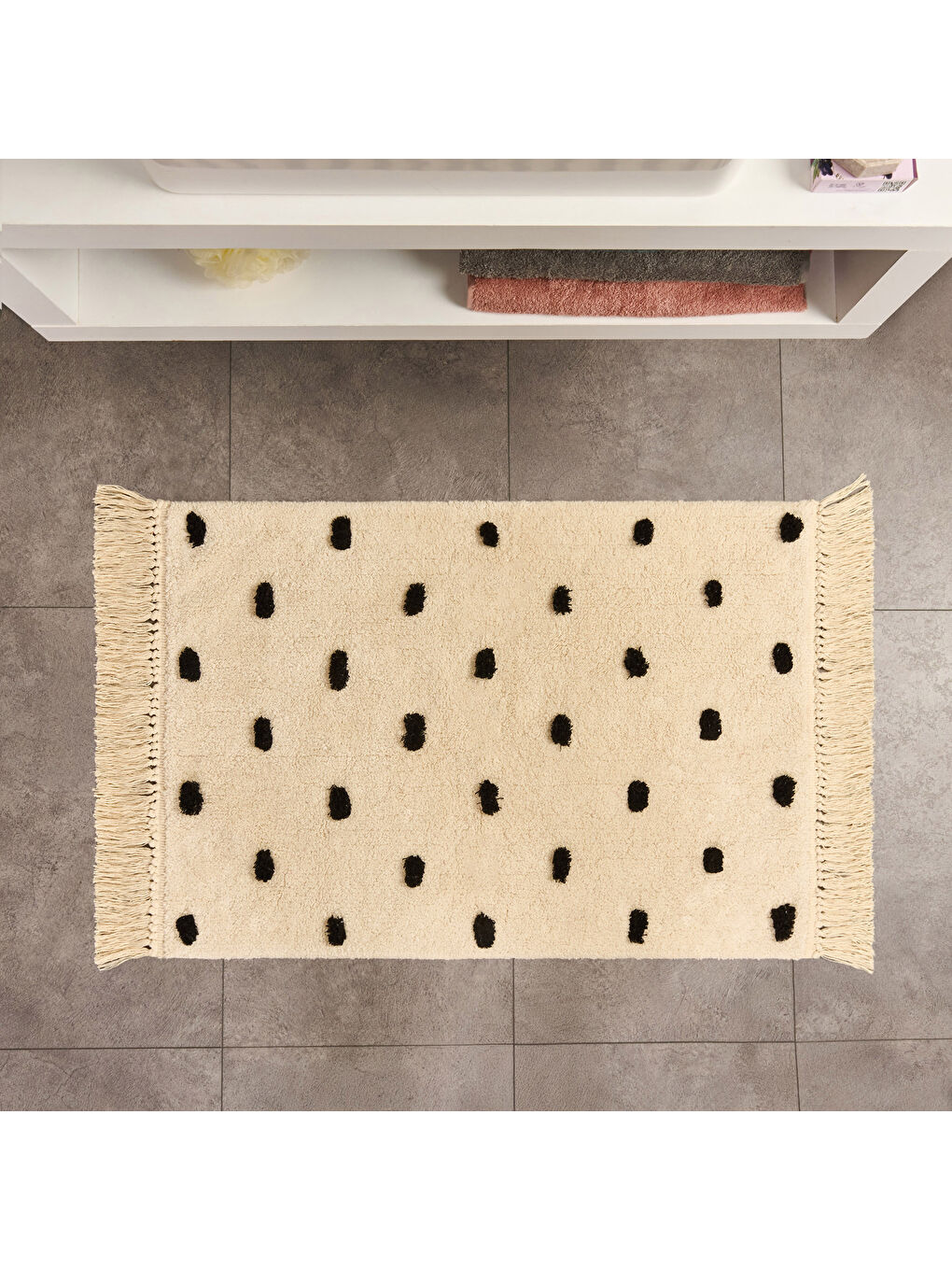 Lila Soft Tufting Vira Banyo Paspası - Ekru / Hardal - 60x90 cm-6
