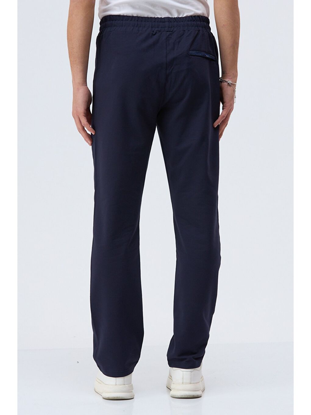 Açık Lacivert Erkek Eşofman Altı İki İplik Pamuklu Regular Kalıp Fermuarlı Cep Günlük Spor Pantolon-5