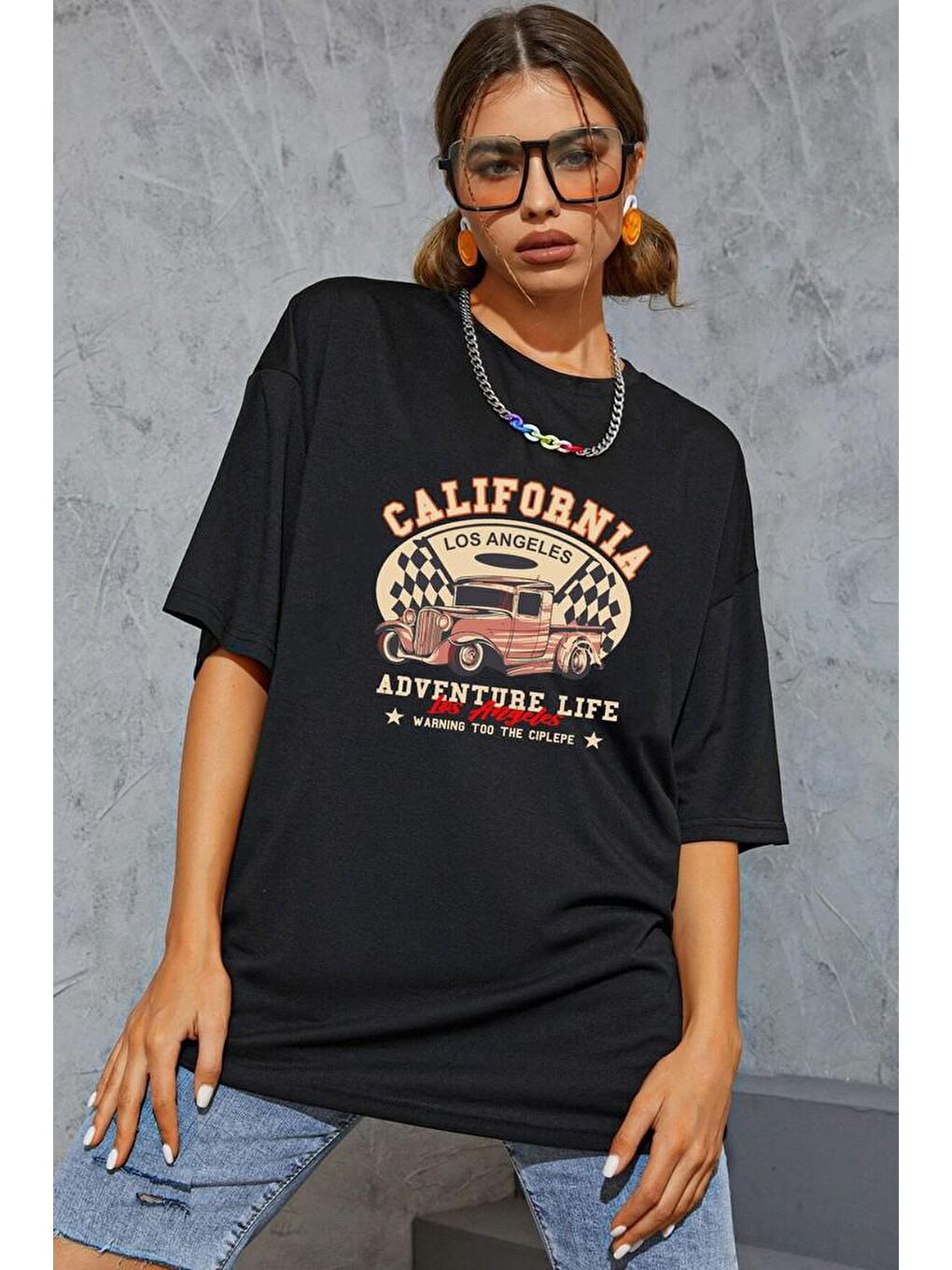 uyguntarz Siyah Unisex California Baskılı T-shirt