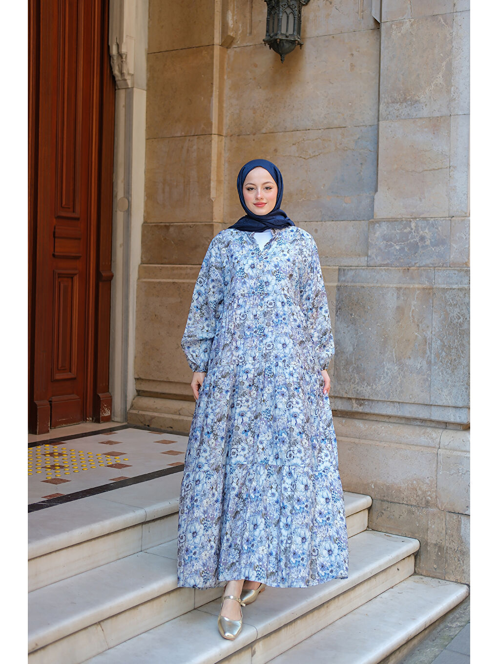 Kadın Çicek Desenli Elbise Lila-2