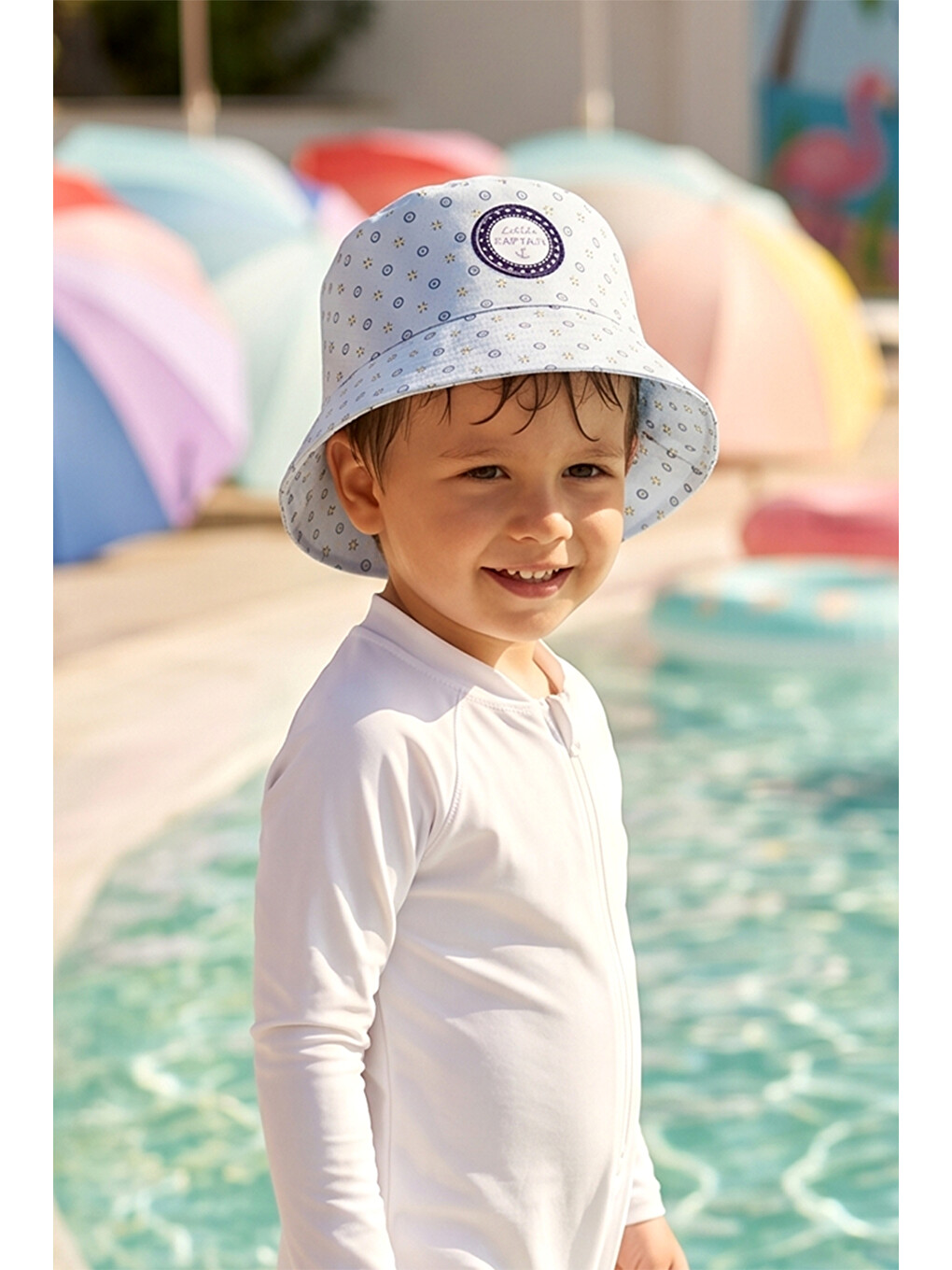 Erkek Çocuk 4-8 Yaş Bucket Şapka 05-r020 Bebe Mavi01