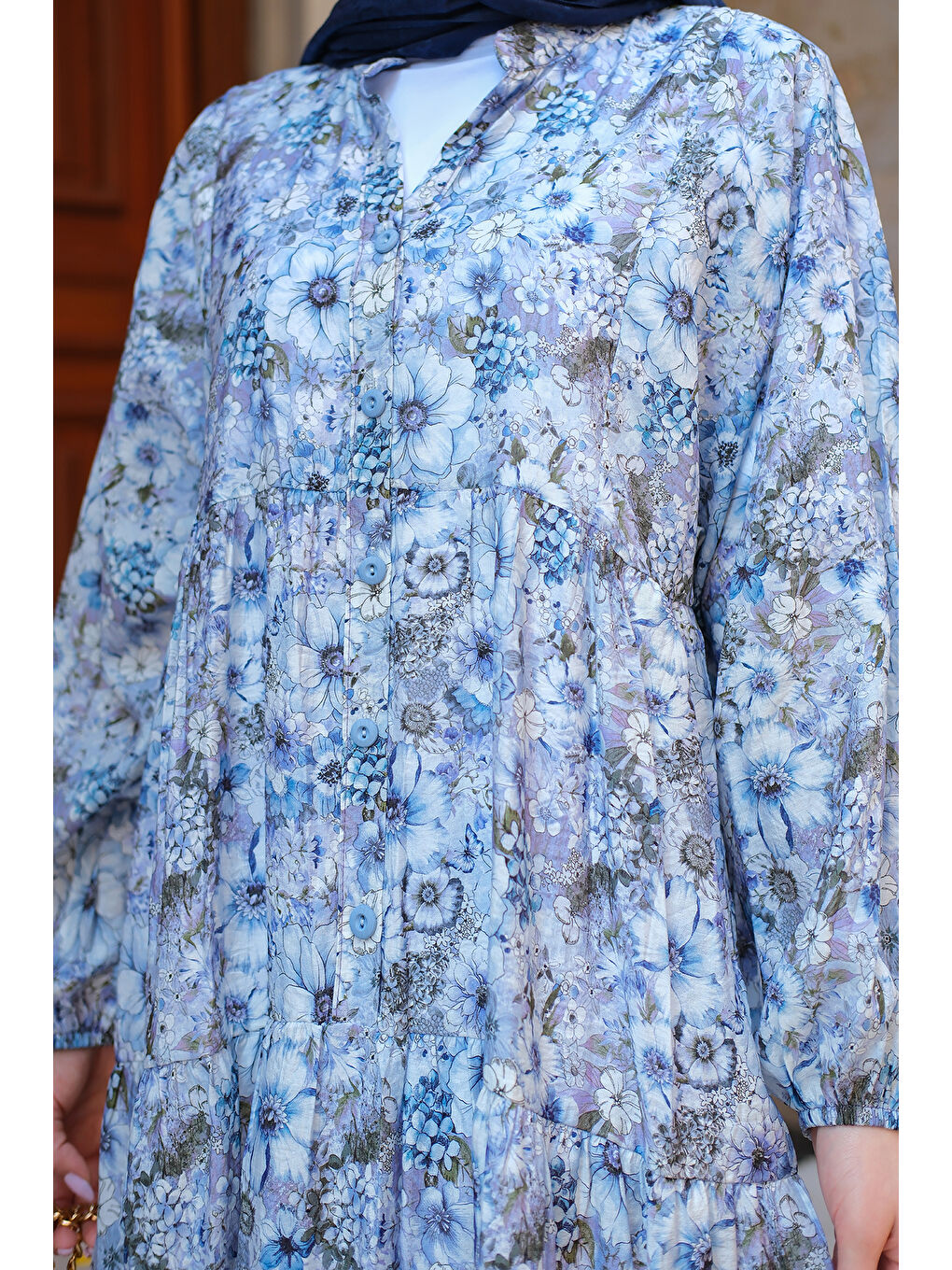 Kadın Çicek Desenli Elbise Lila-3