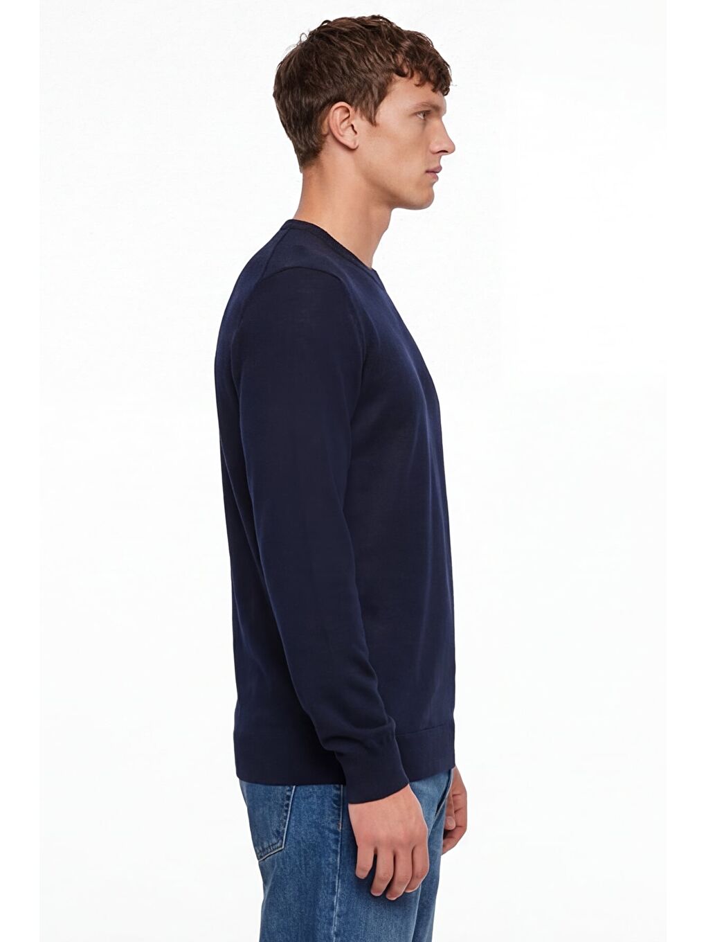 Giotelli Erkek Lacivert Normal Kesim Regular Fit Yünlü Bisiklet Yaka Triko Kazak-3