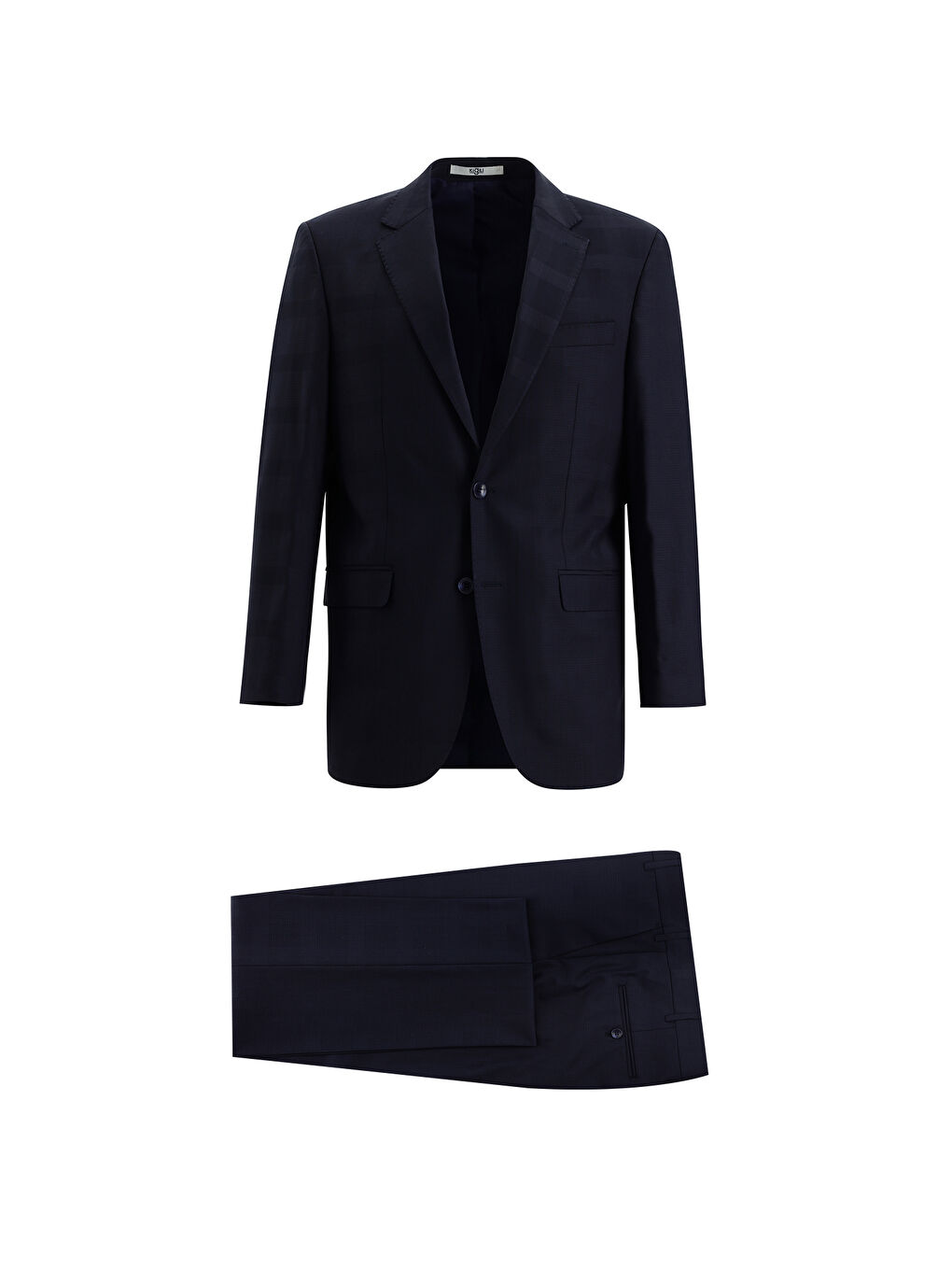 Lacivert Regular Fit Yünlü Klasik Ekose Takım Elbise