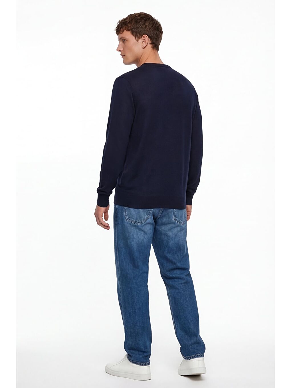 Giotelli Erkek Lacivert Normal Kesim Regular Fit Yünlü Bisiklet Yaka Triko Kazak-4