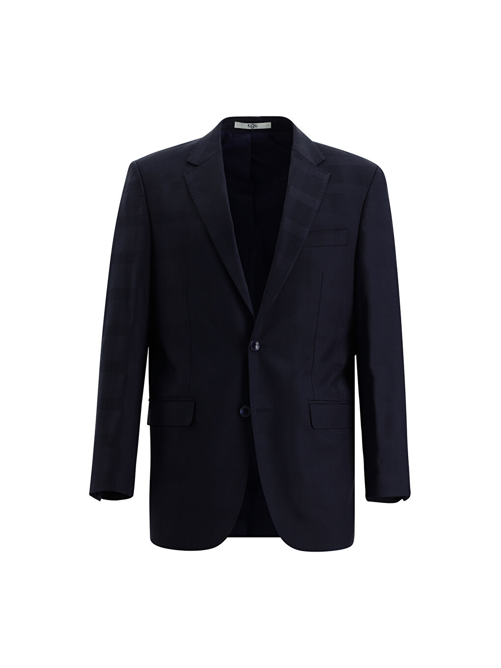 Lacivert Regular Fit Yünlü Klasik Ekose Takım Elbise-1