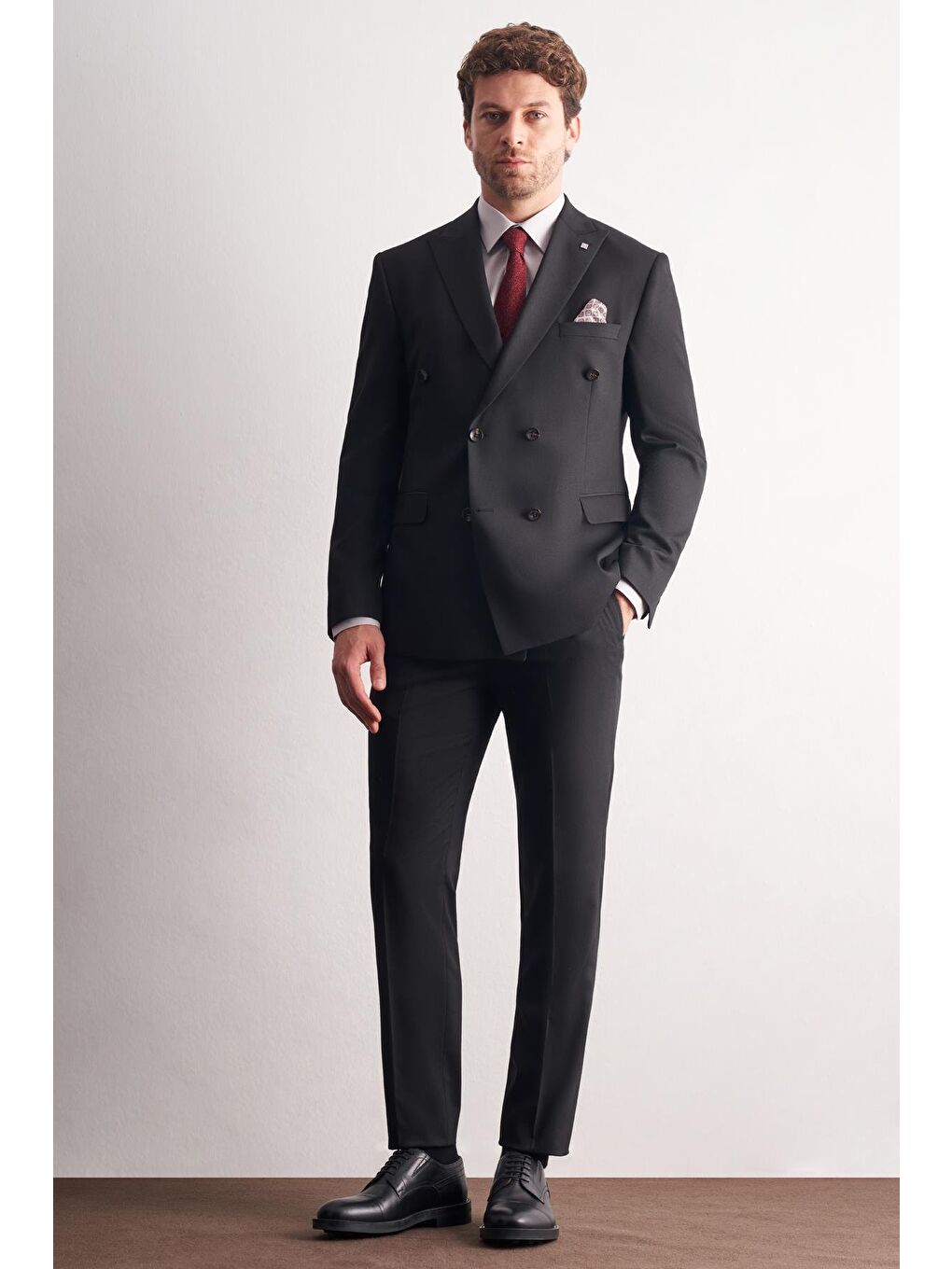 Siyah Kılıç Yaka Tam Astar 6 Drop Slim Fit Takım Elbise 1001255158