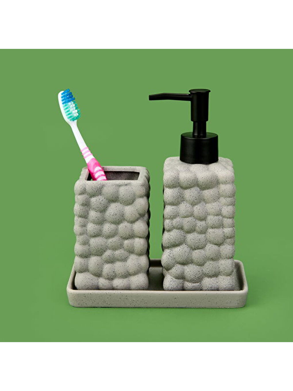 Bath 2'li Stantlı Banyo Aksesuar Seti - Gri-2