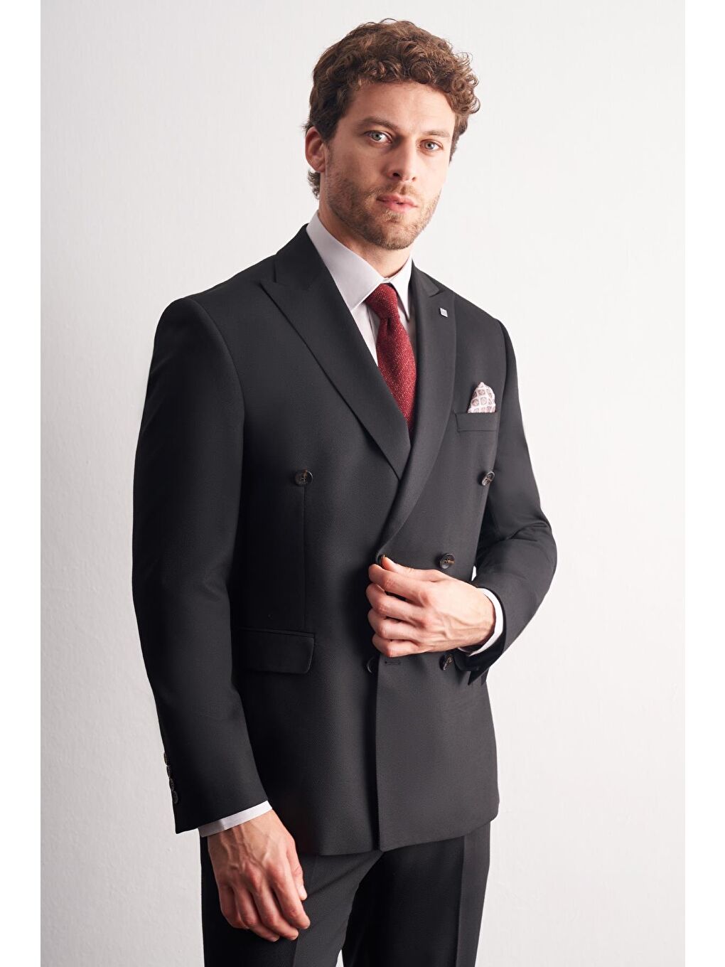 Siyah Kılıç Yaka Tam Astar 6 Drop Slim Fit Takım Elbise 1001255158-2