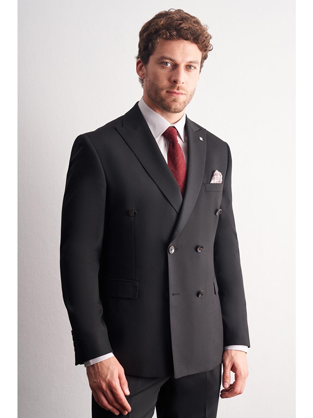 Siyah Kılıç Yaka Tam Astar 6 Drop Slim Fit Takım Elbise 1001255158-3