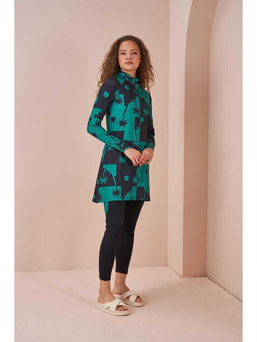 Palmiye Performans Tesettür Mayo Takımı Siyah