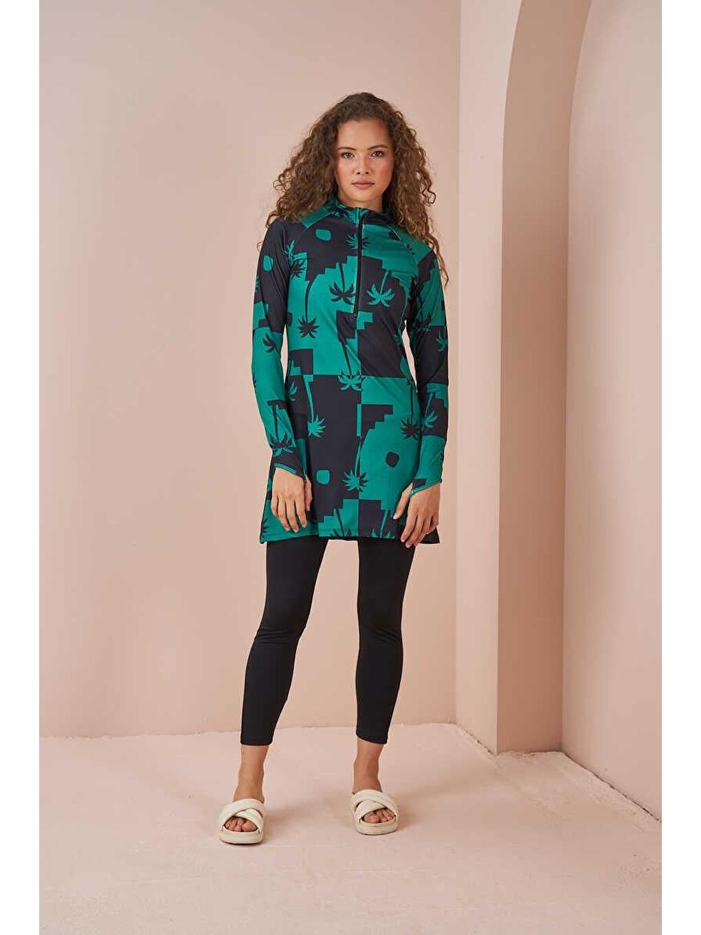 Palmiye Performans Tesettür Mayo Takımı Siyah-1