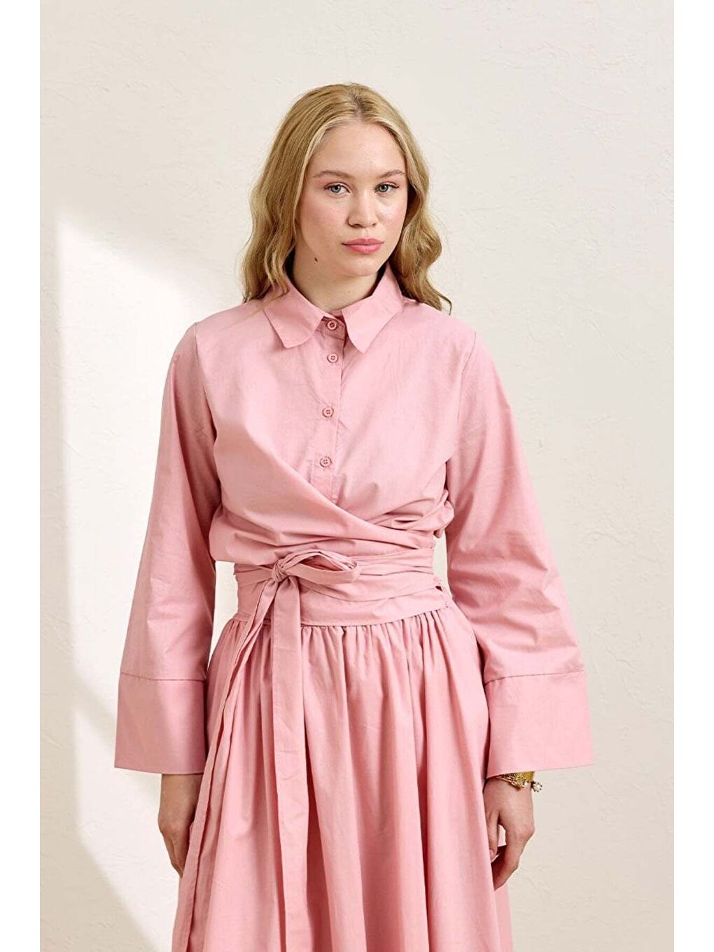 Soft Pembe Bağlamalı Gömlek