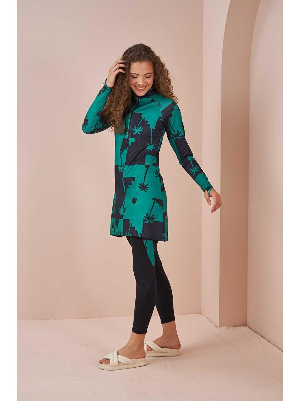 Palmiye Performans Tesettür Mayo Takımı Siyah-3