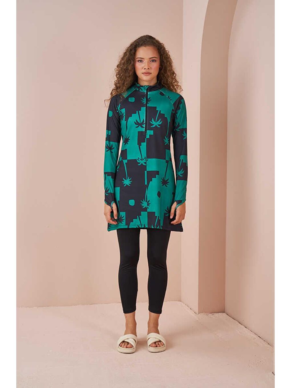 Palmiye Performans Tesettür Mayo Takımı Siyah-4