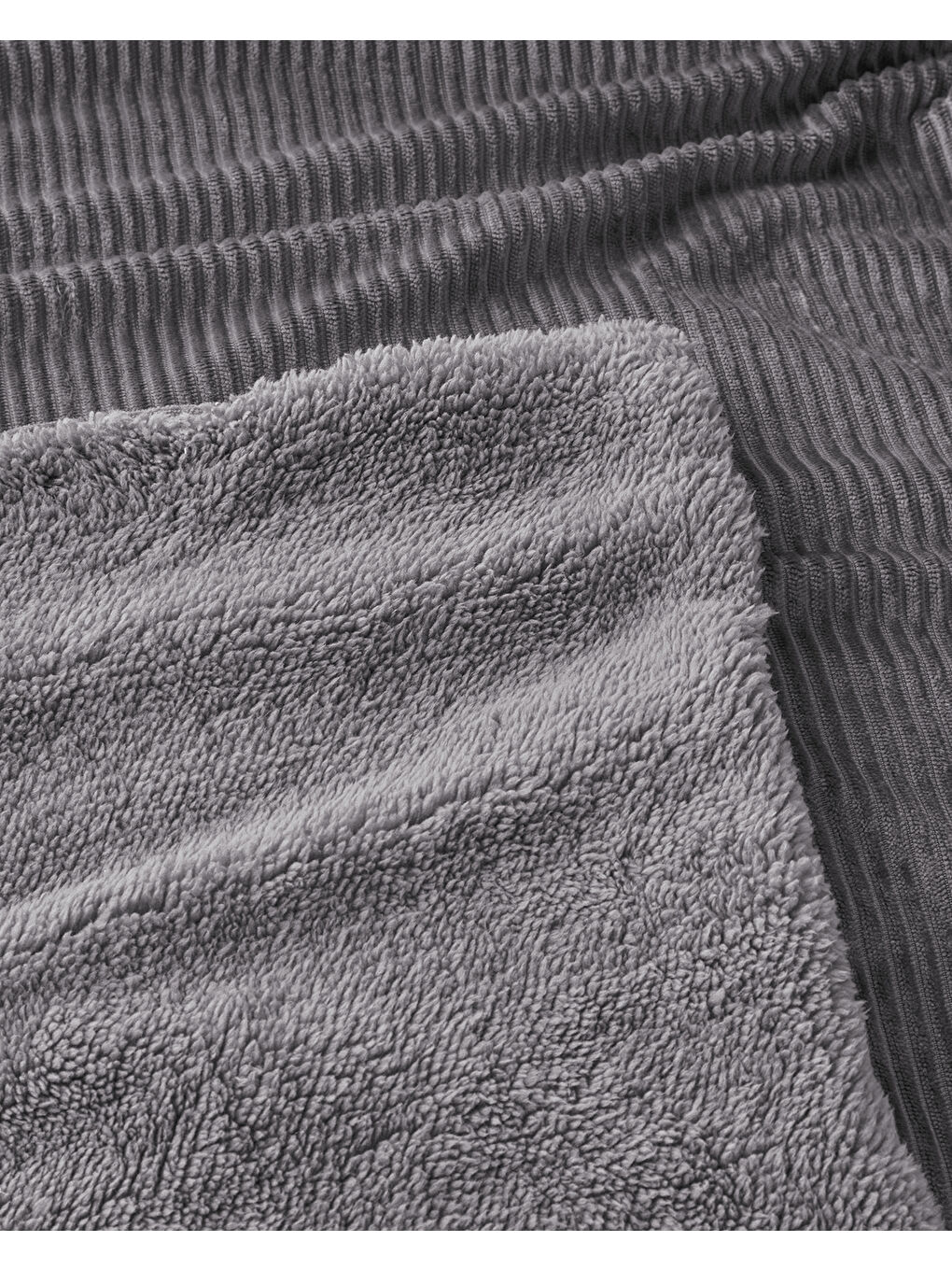 English Home Corduroy Sherpa Kadife Tv Battaniye 120x160 cm Gri - 2