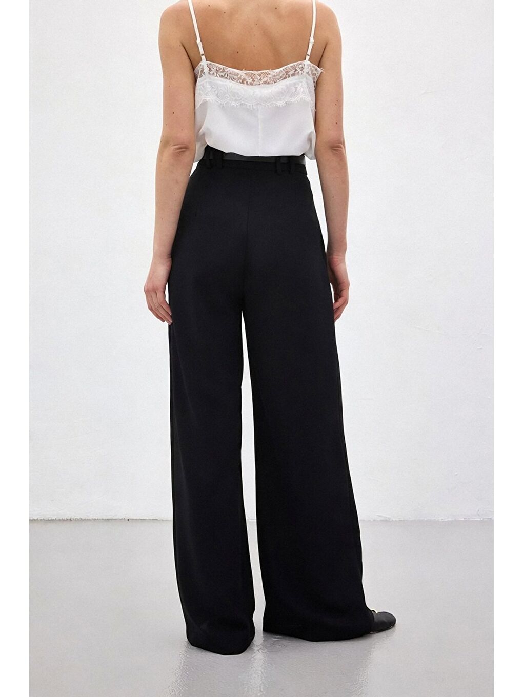 Luna Krep Pantolon - Siyah-4