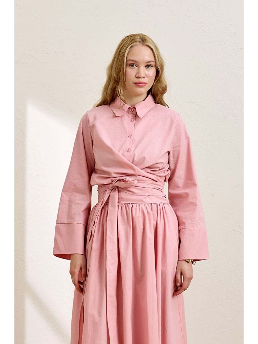 Soft Pembe Bağlamalı Gömlek-3