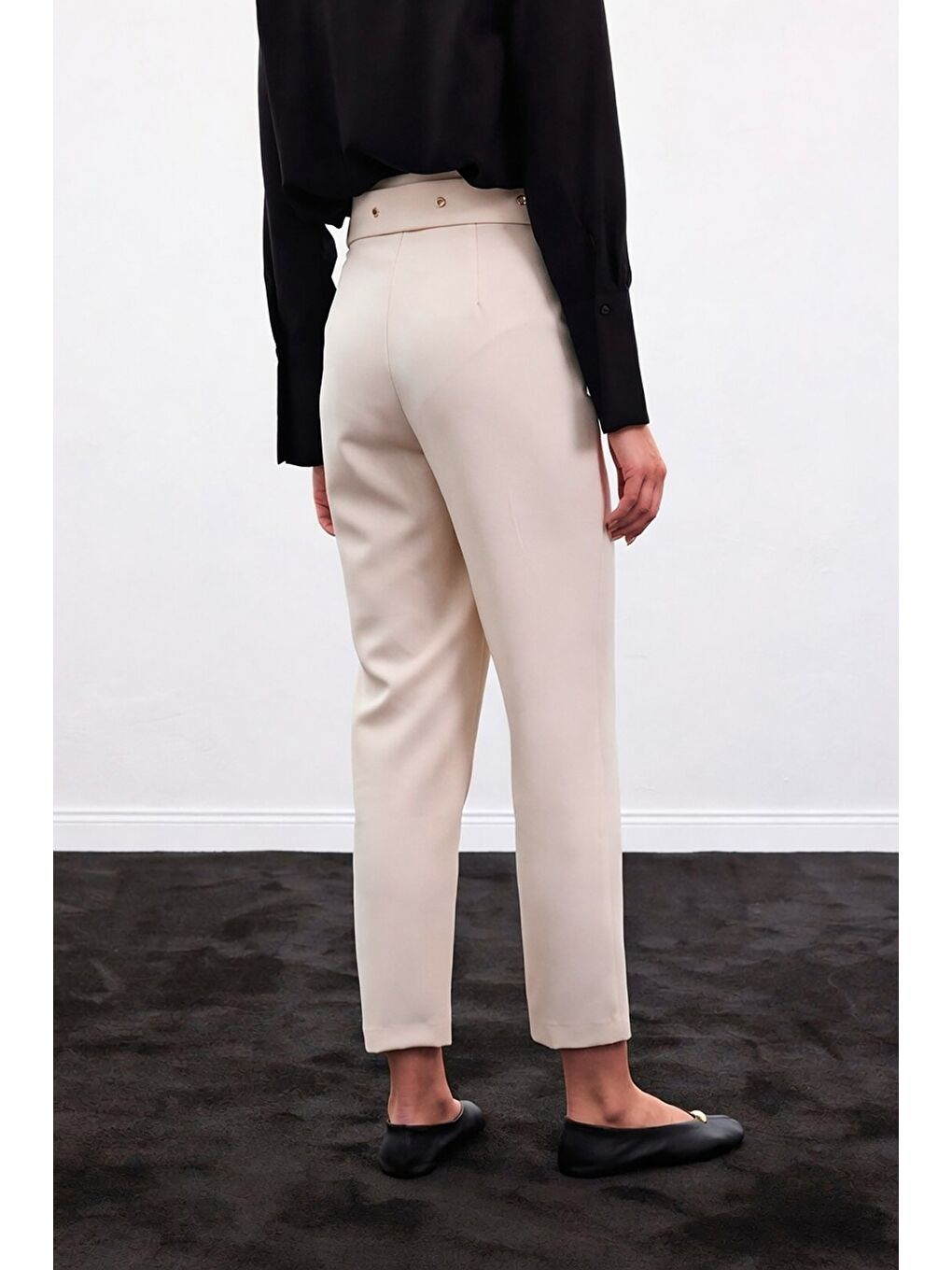 Kemerli Pantolon - Bej-4