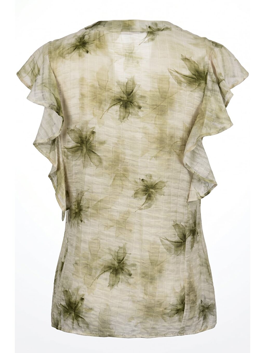 Fırfır Detaylı Gömlek - Haki-5