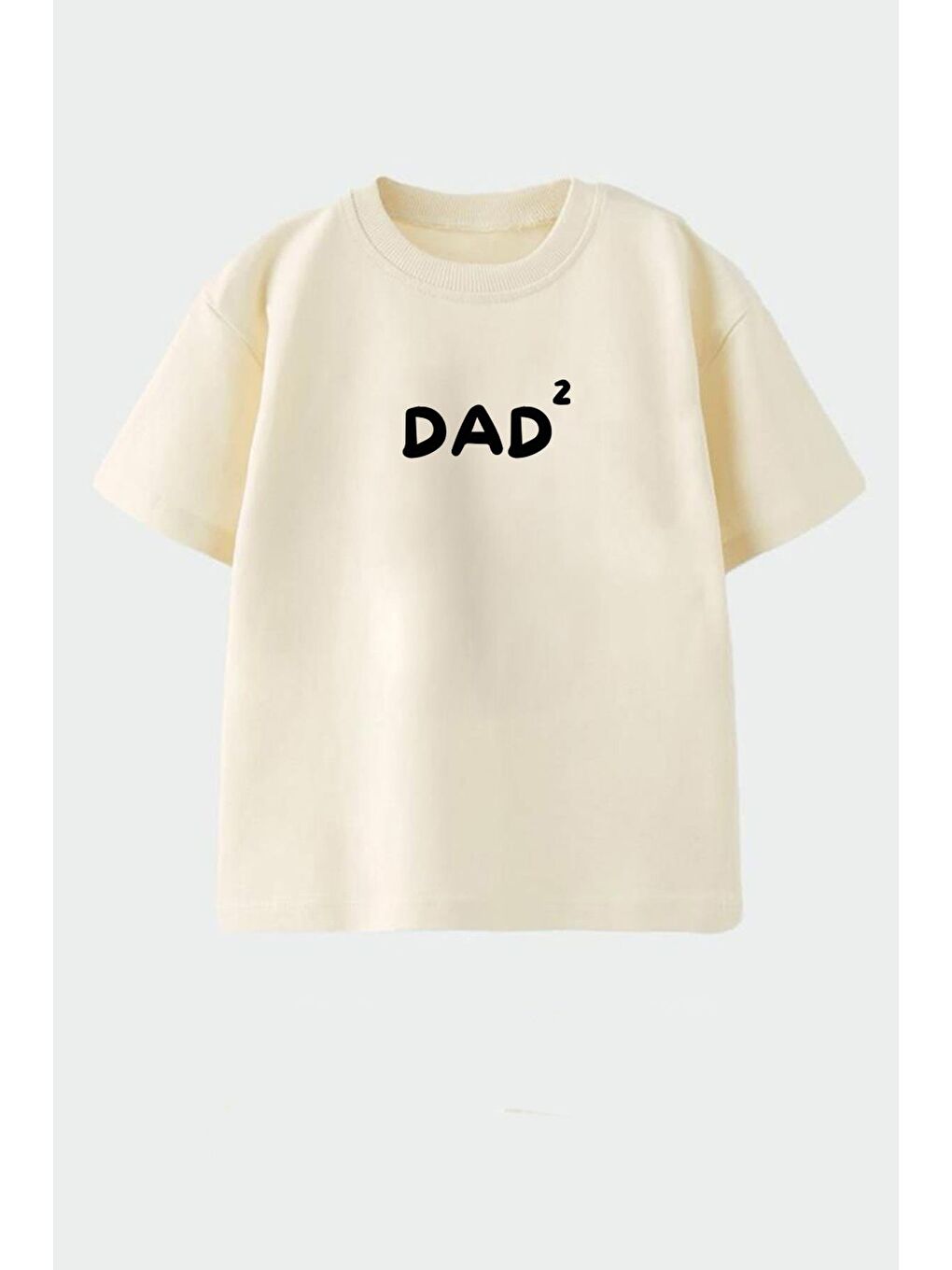 Bej Unisex Çocuk Pamuklu Bisiklet Yaka Baskılı T-Shirt