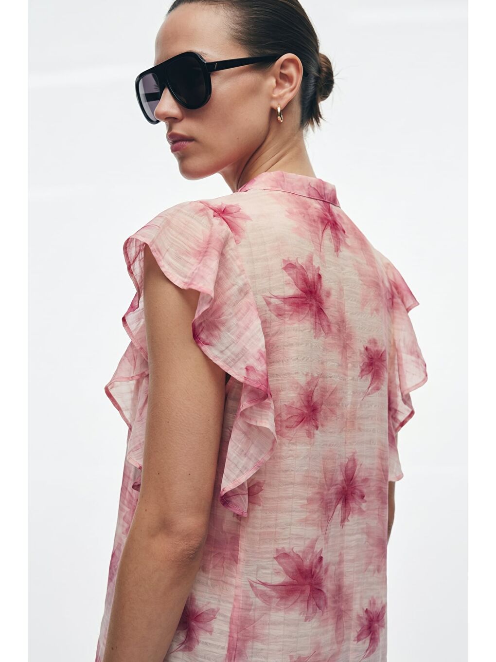 Fırfır Detaylı Gömlek - Pembe-1