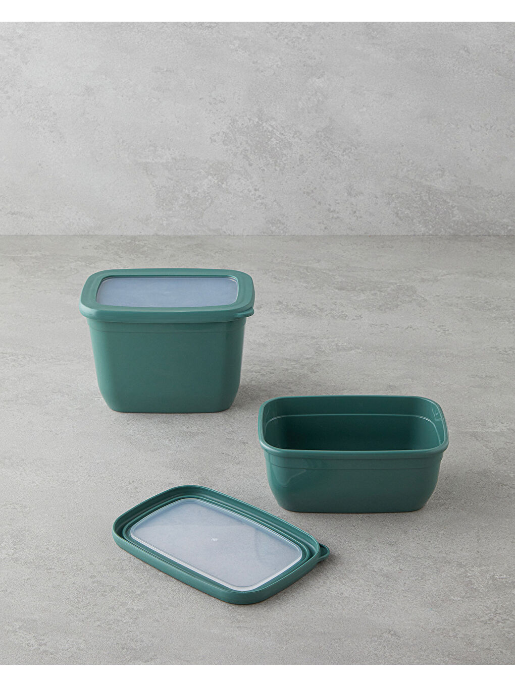 Paisley Plastik 2'li Kavanoz 750 ml-1300 ml Yeşil-1