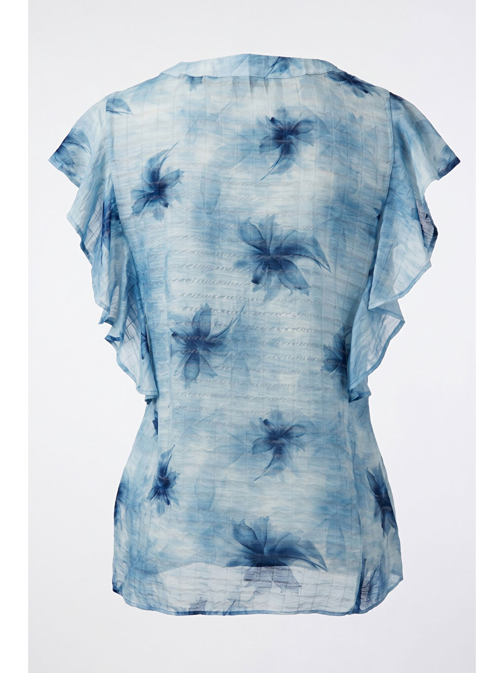 Fırfır Detaylı Gömlek - Mavi-5