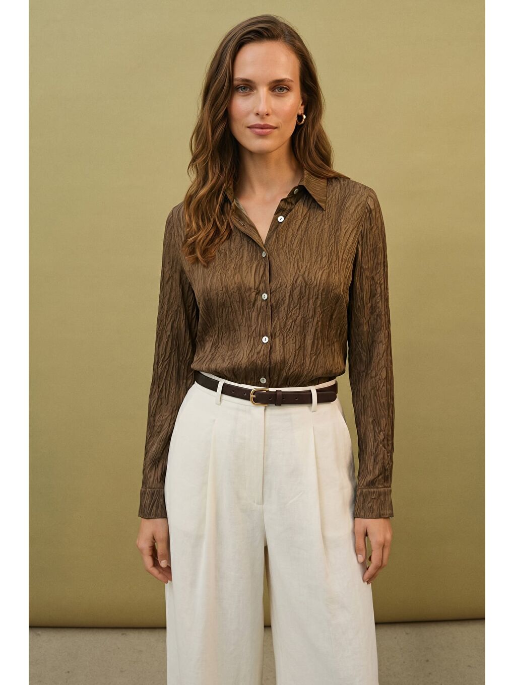 Kahverengi Salaş Gömlek - Kahve