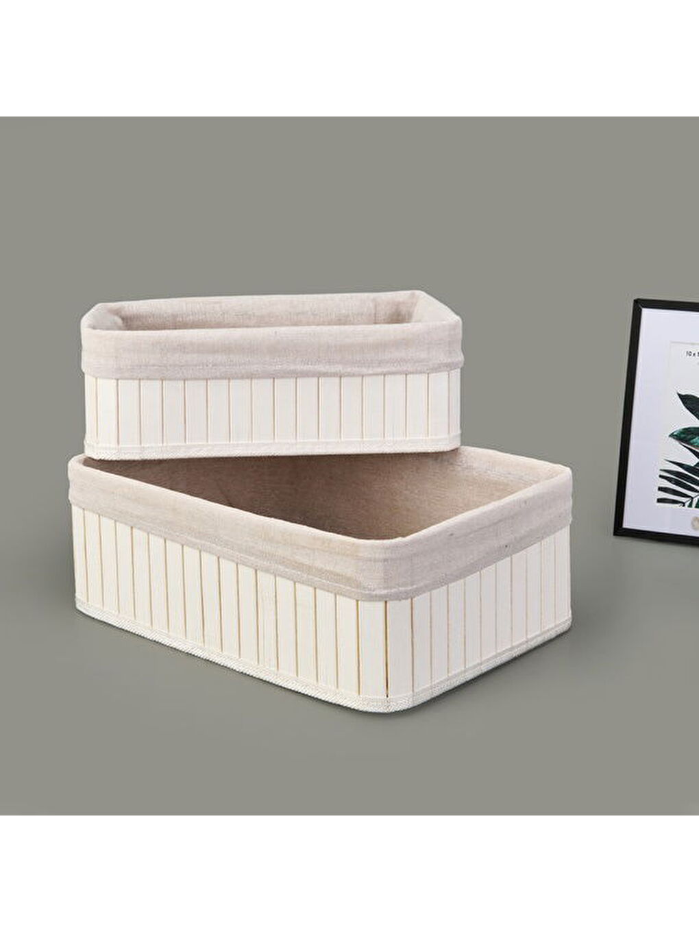 2'li Çok Amaçlı Dekoratif Sepet - Beyaz-1