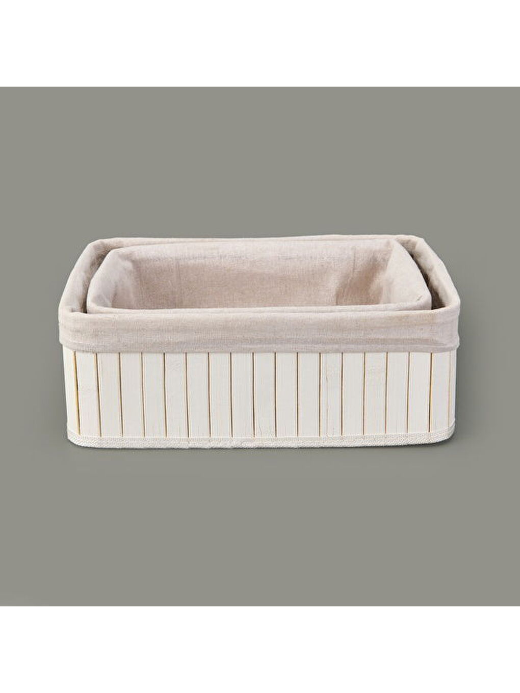 2'li Çok Amaçlı Dekoratif Sepet - Beyaz-2