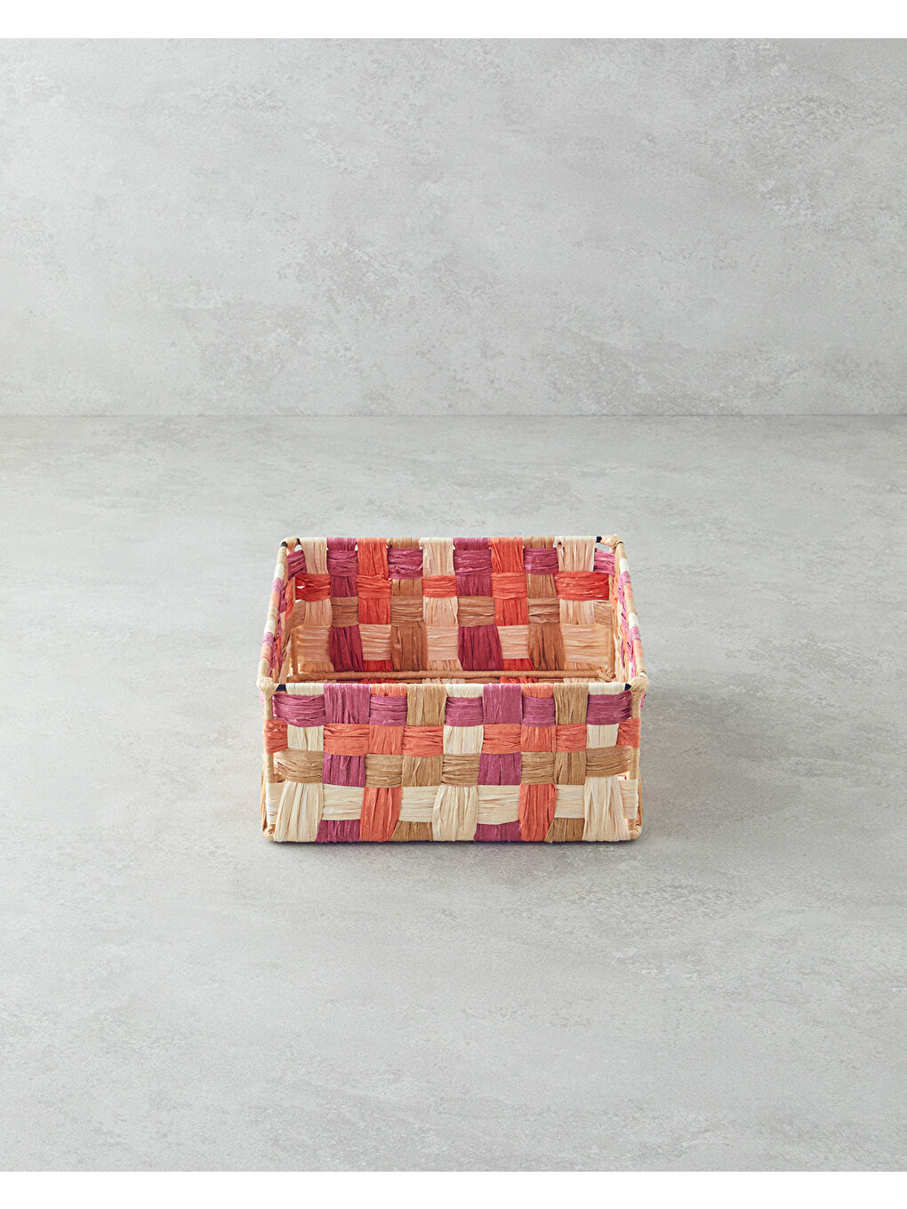 Modern Square Kağıt İp Sepet 22x22x10cm Turuncu-1