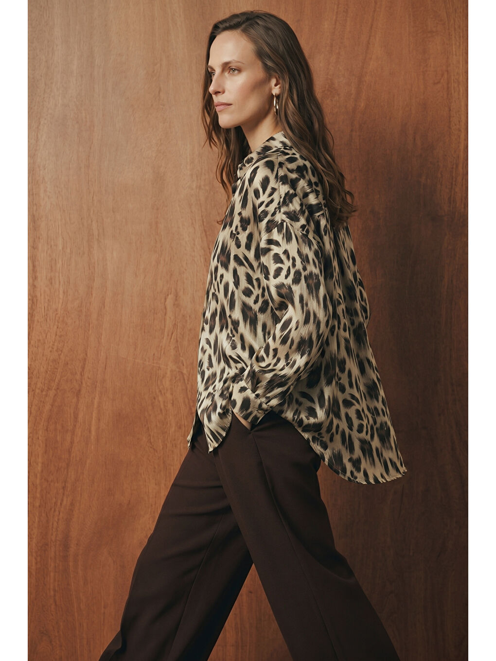 Siyah Leopar Desen Salaş Gömlek - Leopar-1