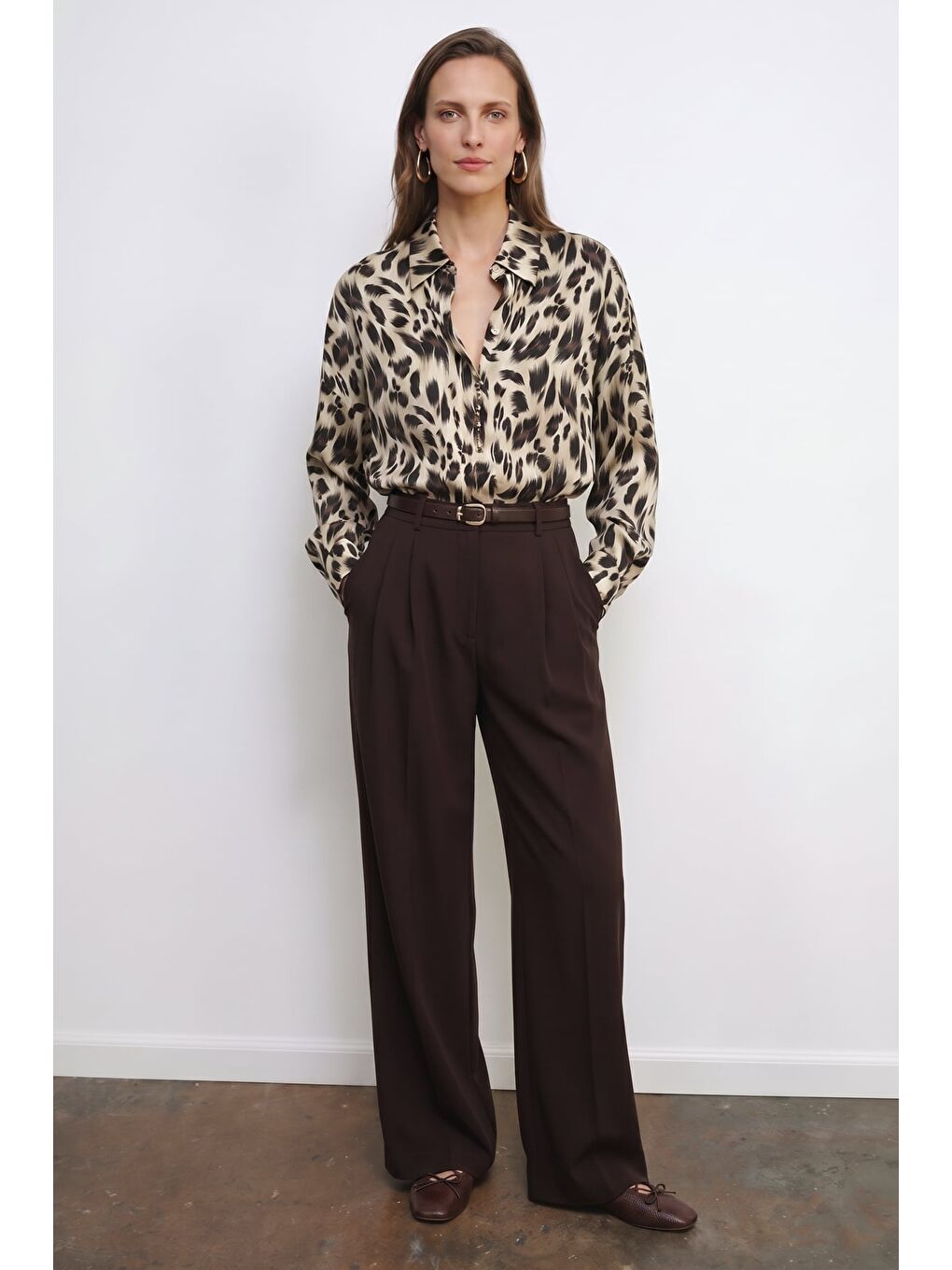 Siyah Leopar Desen Salaş Gömlek - Leopar-2