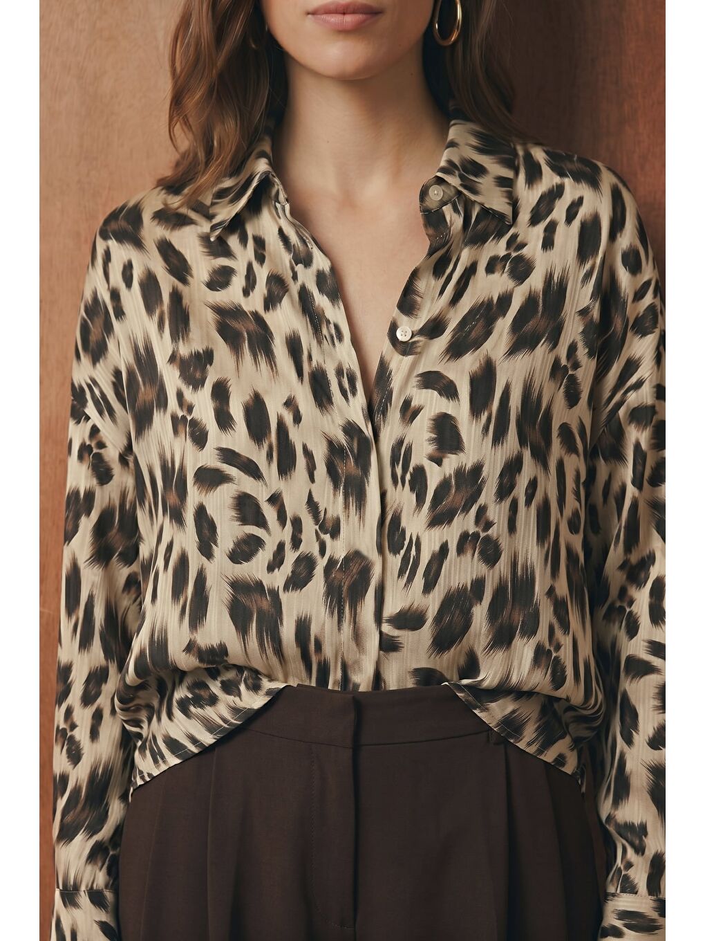 Siyah Leopar Desen Salaş Gömlek - Leopar-4