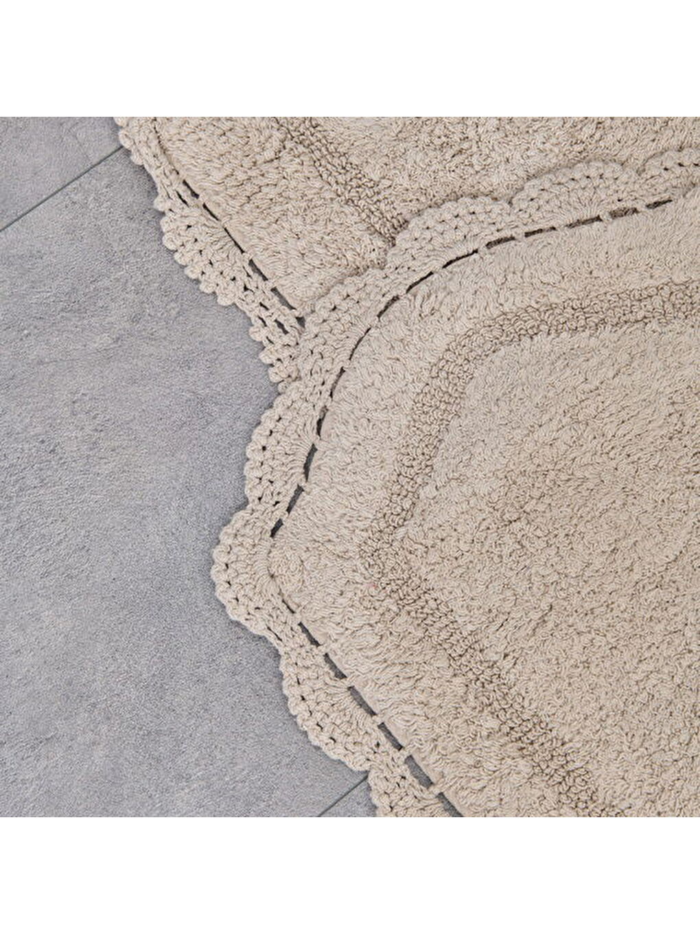 Soft Lace 2'li Banyo Paspası - Bej - 40x60 cm + 60x90 cm-1