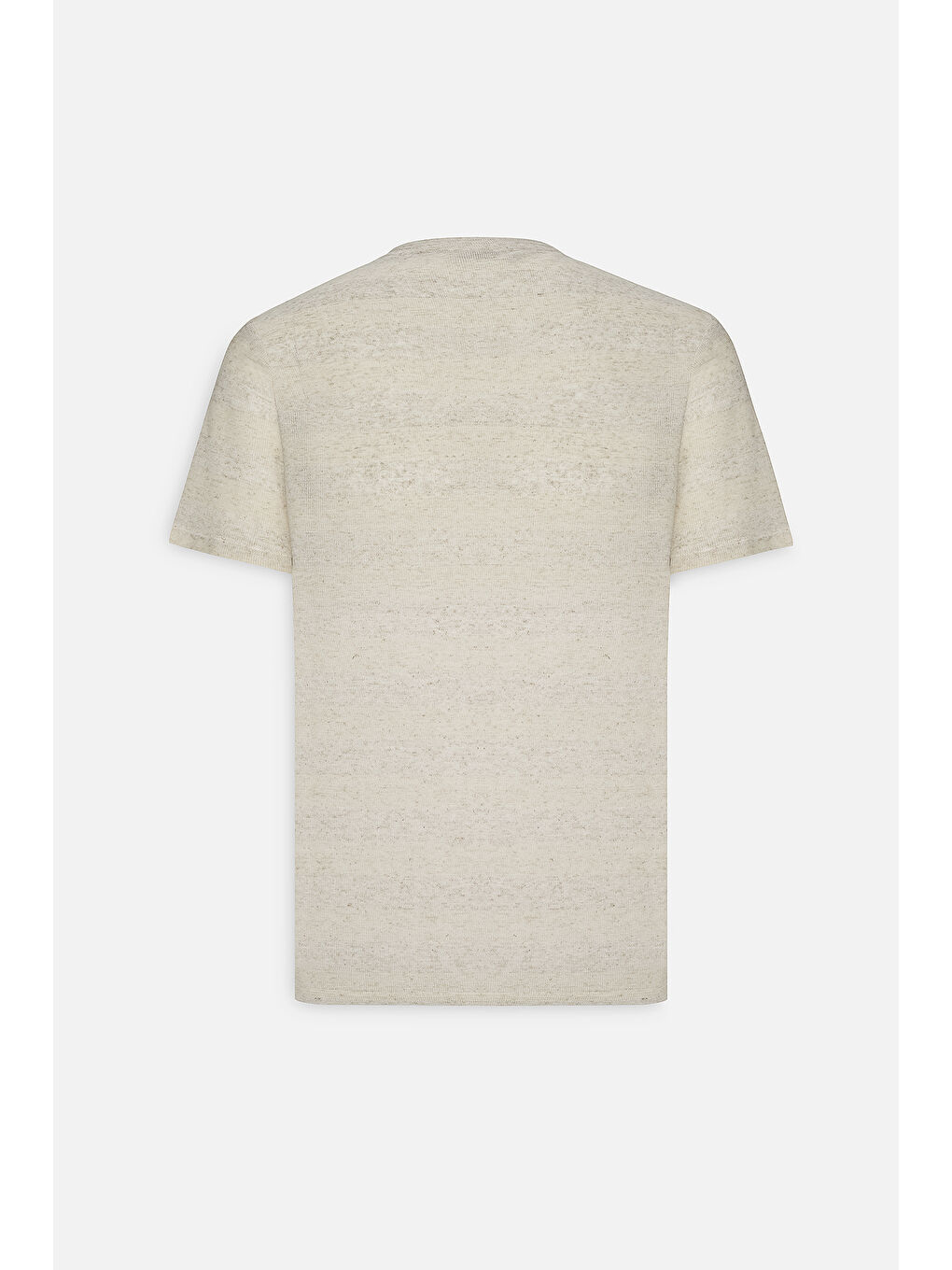 Erkek Bej-Ekru Keten Slim Fit Dar Kesim Bisiklet Yaka Çizgili Tişört-8