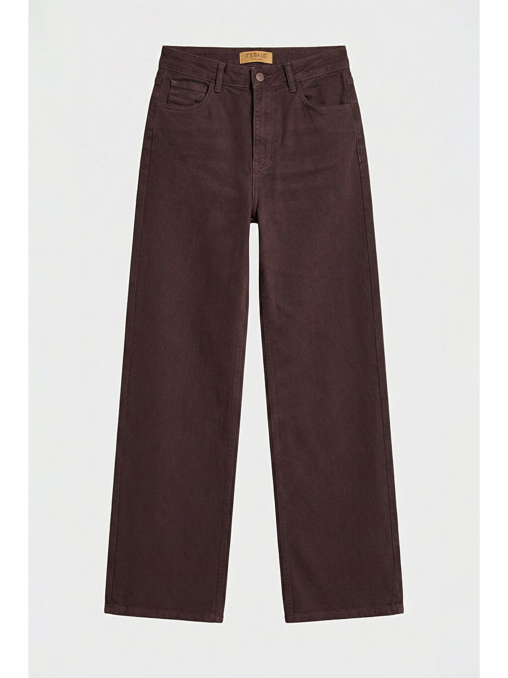 Kahverengi Kadın Kahve 7s6-81 Straight Fit Yüksek Bel Esnek Kumaş Denim Jean-5