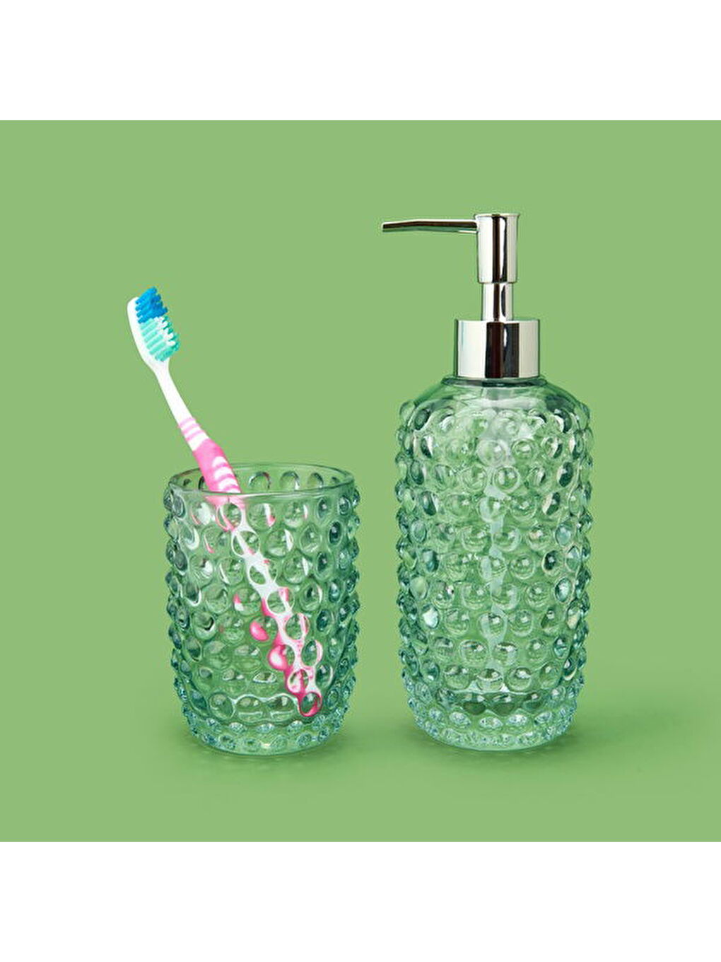 Gri Bath 2'li Cam Banyo Sıvı Sabunluk Seti - Füme-1