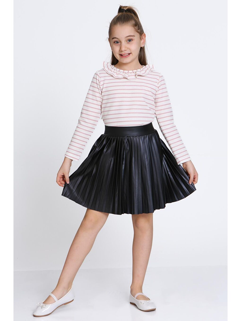 Pembe Kız Çocuk Pudra Etekli 3-7 Yaş Takım - 23310-2