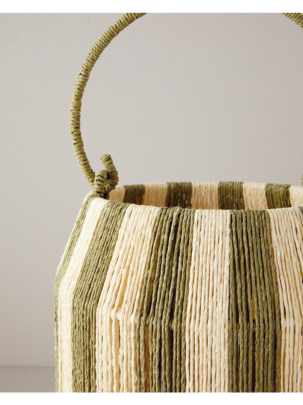 Colorful Striped Kağıt İp Fener Natural Yeşil-2